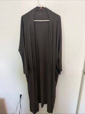 Lunya Pima Cotton Long Cardigan Grey One Size Relaxed Duster Lounge Knit NWOT